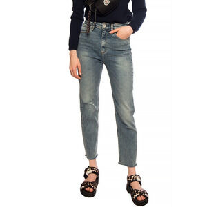 Rag & Bone Nina High-Rise Ankle Cigarette Distressed Denim Jeans Arctic Blue 32